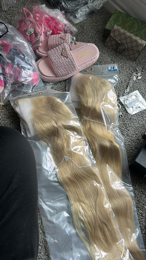 28 Inch Lace Front Human Hair Wig/ Blond