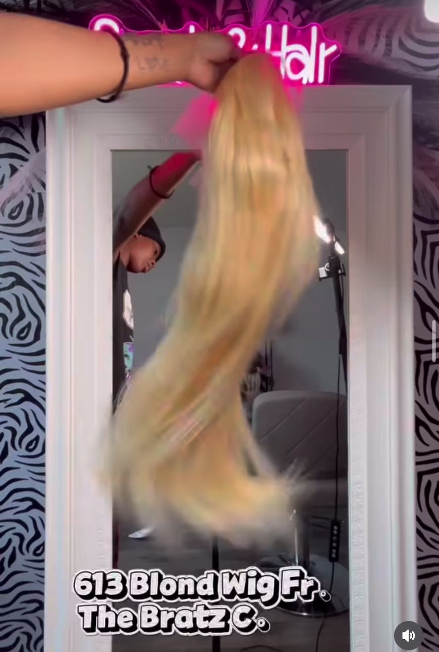28 Inch Lace Front Human Hair Wig/ Blond